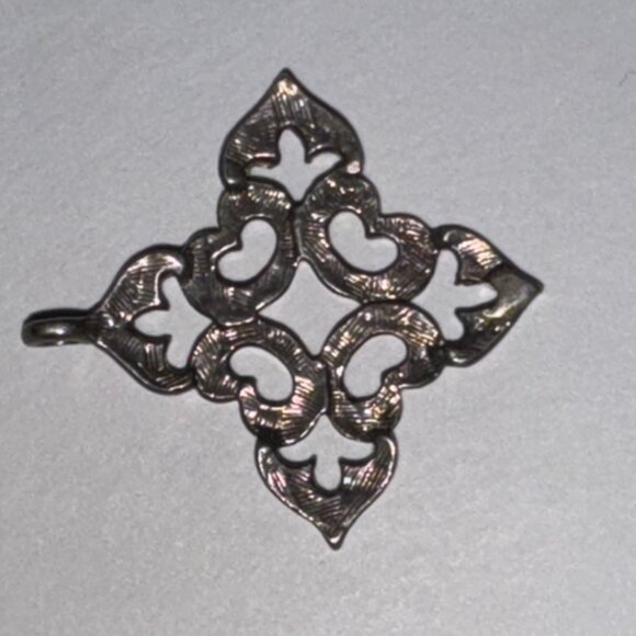Sterling Silver Fleur De Lis Pointed Square Pendant - Picture 15 of 15